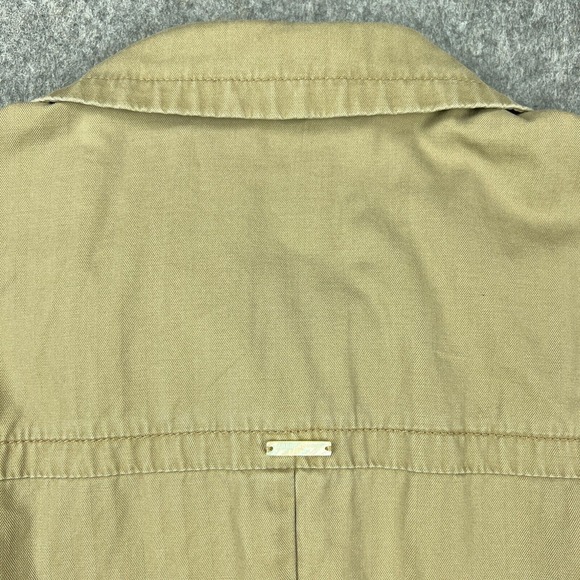 Abercrombie Fitch Trench Coat Womens Medium Brown Cotton Lined Belted Button Up - Picture 9 of 13